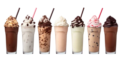 Keuken spatwand met foto icecream milkshake on white isolated on clear png background and transparent background. food drink and dessert concept for cafe and restaurent, AI generative.   © Adisakdi