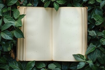book white empty pages on leaves of summer concept - obrazy, fototapety, plakaty