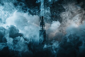 Vape pod color clouds of smoke on dark background