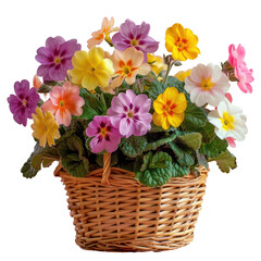 Vibrant flowerfilled wicker basket on transparent background artful floral arrangement