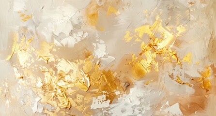 a painting of gold and white with a brown background