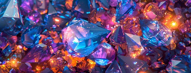 a bunch of different colored diamonds - obrazy, fototapety, plakaty