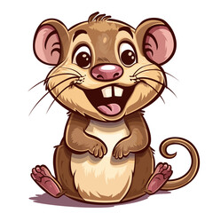 Illustration of a Cute Mouse Cartoon Character on a White Background.