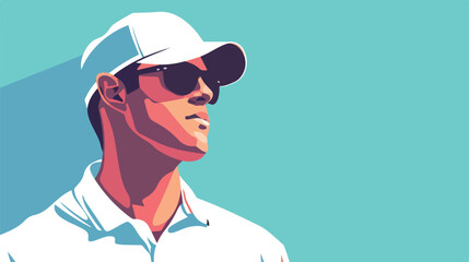 Golf player with cap and sunglasses vector illustration - obrazy, fototapety, plakaty