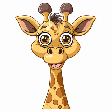 Cute giraffe cartoon face isolated on white background. Vector illustration