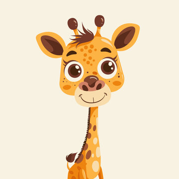 Cute cartoon giraffe. Vector illustration of a wild animal