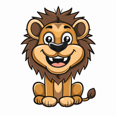 Lion Cartoon Mascot Character. Vector Illustration Isolated On White Background.