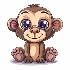 Cute cartoon monkey on white background. Vector illustration for your design.