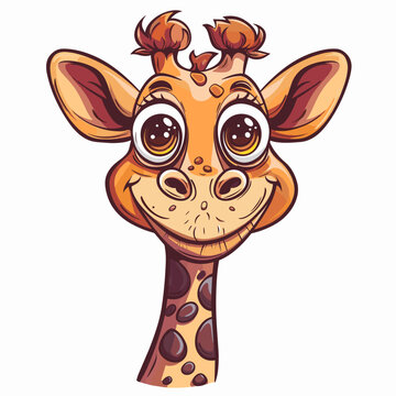 Cute giraffe head isolated on white background. Vector illustration