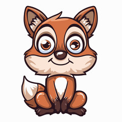 Cute cartoon fox isolated on a white background. Vector illustration