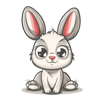 Cute bunny cartoon on a white background vector illustration