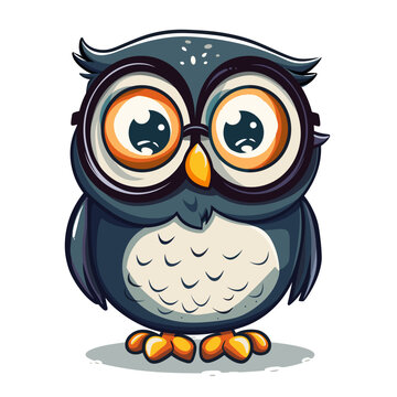 Owl with big eyes on a white background. Vector illustration