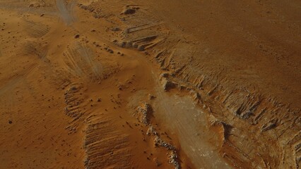 Closeup of a beautiful landscape of a desert on a sunny, hot day in Saudi Arabia