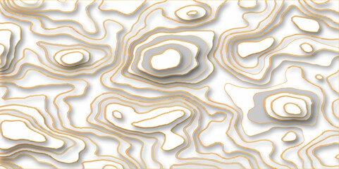 abstract Trending modern paper cut out background, Modern design with White background with topographic wavy pattern design. Topography and geography map grid abstract gold backdrop.