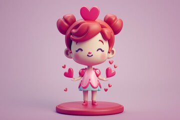 3D cartoon love girl character shape cupid 
