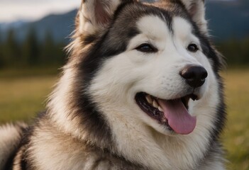 Obraz premium Siberian husky dog closeup portrait