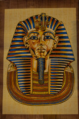 painting of egypt pyramid for wooden canvas or sale at trade fair.