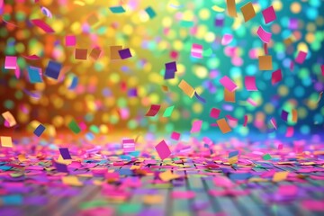 Confetti Celebration on Vibrant Background - obrazy, fototapety, plakaty