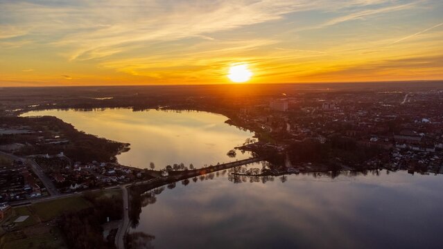 Viborg, Snderso, Norreso, Drone, Sunset, Panorama