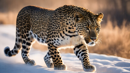 leopard on the snow Way