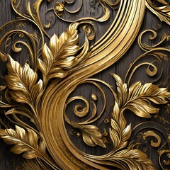 background.a portfolio of wood panel design inspirations showcasing the fusion of wood and gold elements, inspired by classical elegance and contemporary glamour. Incorporate elements such as gold lea - obrazy, fototapety, plakaty