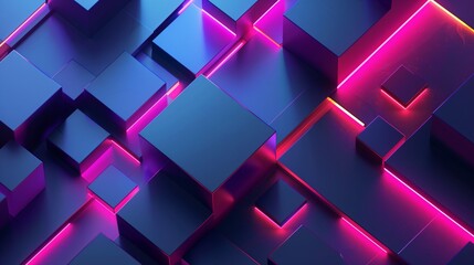 Abstract 3d neon color geometric background 