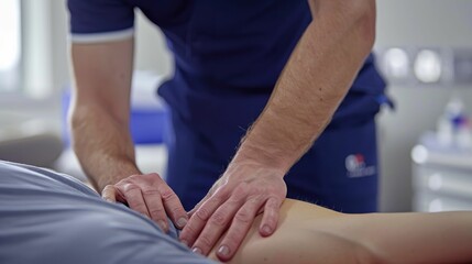 Obraz na płótnie Canvas Close-up on soft tissue manipulation, highlighting the skill and precision of the therapists technique