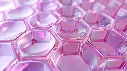 3D illustration of hexagonal skin becoming supple with silk amino acids
