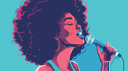 Illustration of an afro american jazz singer flat c - obrazy, fototapety, plakaty