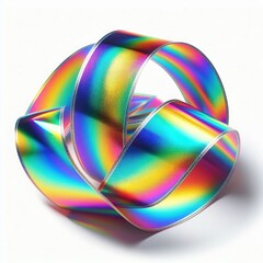 Bright holographic ribbon isolated on a white background