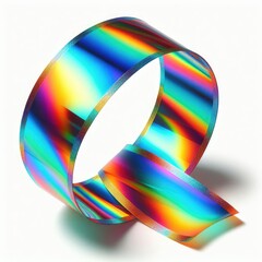 Bright holographic ribbon isolated on a white background