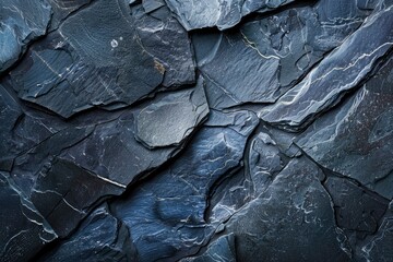 Natural black slate stone background pattern with high resolution. Top view. Copy space - generative ai