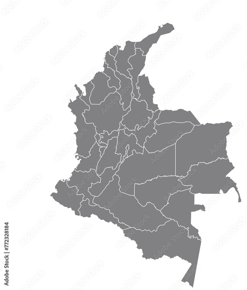 Wall mural Outline of the map of Colombia with regions