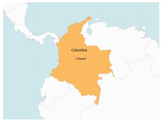 Outline of the map of Colombia with regions