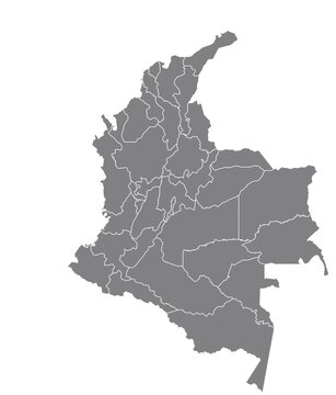 Outline of the map of Colombia with regions