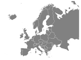 Outline of the map of Europe with regions