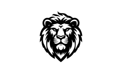 lion mascot logo icon in black and white , lion mascot logo design