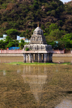 View of Temple in the mid of pond in Chennai city of tamil nadu 