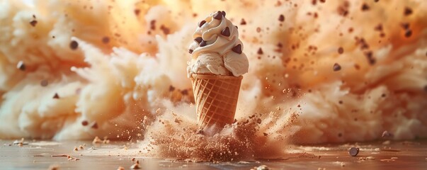 ice cream in large loads. coffee cream and chocolate perfect for a family that eats ice cream. created by  created by ai - obrazy, fototapety, plakaty