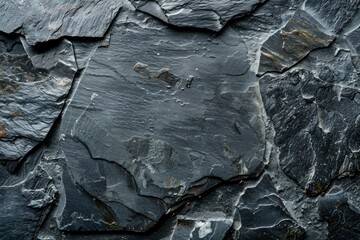 Natural black slate stone background pattern with high resolution. Top view. Copy space - generative ai