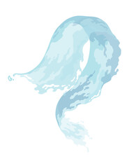 Water wave splash, dynamic motion element. Aqua liquid, hydration ad. Blue water wave swirl splash. Vector cartoon illustration