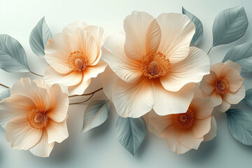Graceful Petals of Peach Poppies Against the Soothing Solace of Spring