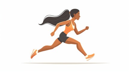 Fototapeta na wymiar Athletes girl running, flat abstract colorful cartoon illustration