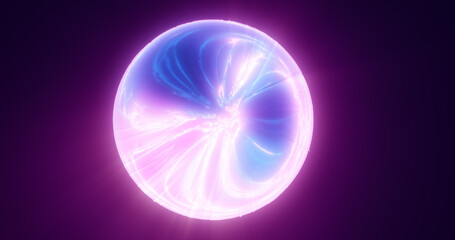 Purple glass energy plasma futuristic magic round ball sphere. Abstract background