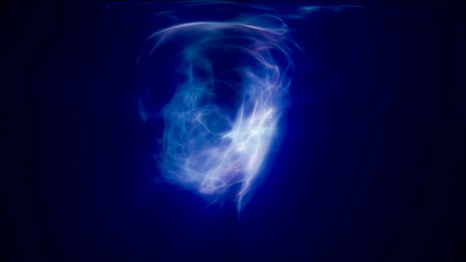 Blue purple energy magic waves and lines of liquid plasma smoke particles futuristic . Abstract background