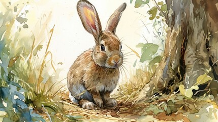 playful bunny in the delightful hues of art style, capturing the animal's lively and hopping nature