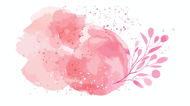 Pink watercolor hand drawn element. Vector background