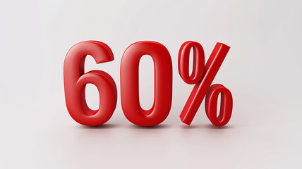 3d rendering of a red percent symbol on white background