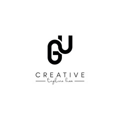 Creative unique letter GU UG initial based stylish artistic logo design.