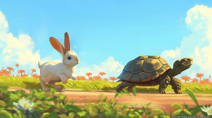 The Classic Race Between Rabbit and Tortoise